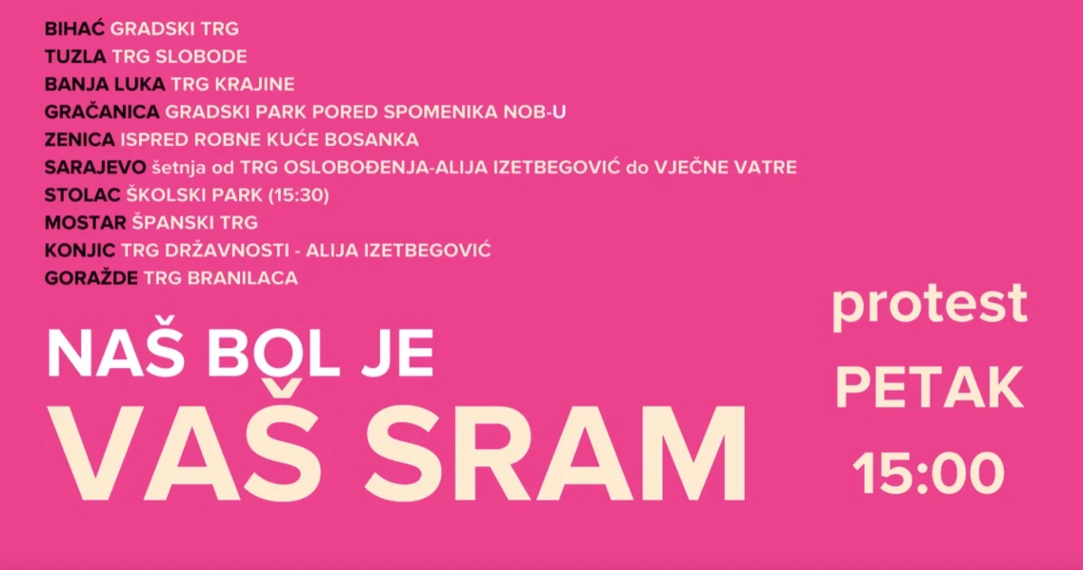 Zaustavimo femicid! Mi, žene BiH, organiziramo protest u petak 15.10. u svim gradovima BiH!
