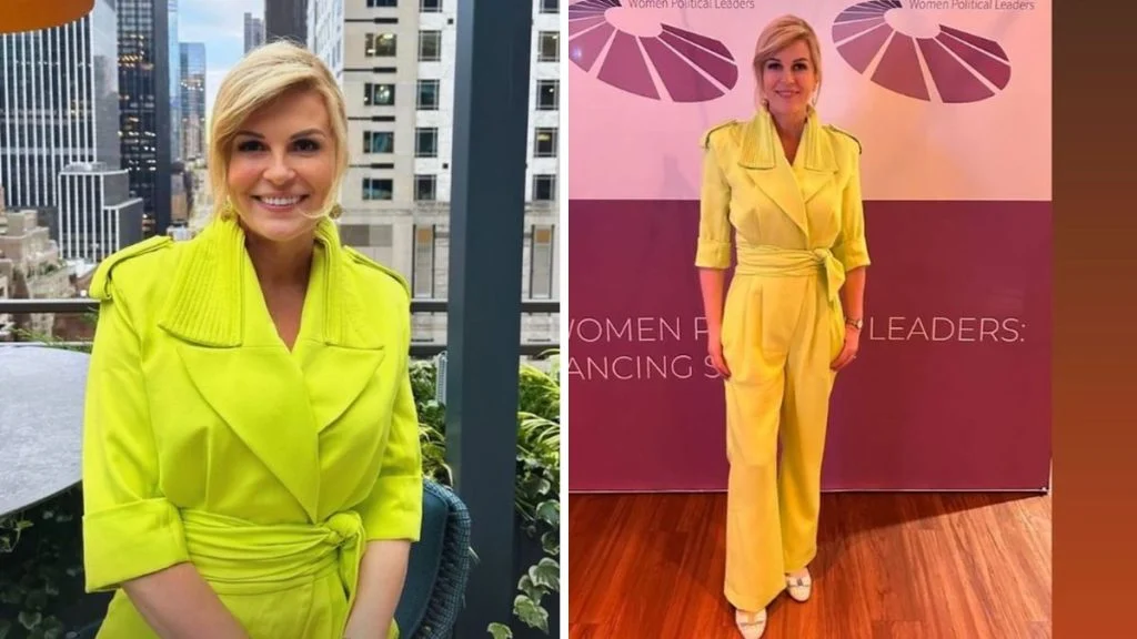 Bivša predsjednica nikad nije bolje izgledala, liniju istaknula žutim kombinezonom!