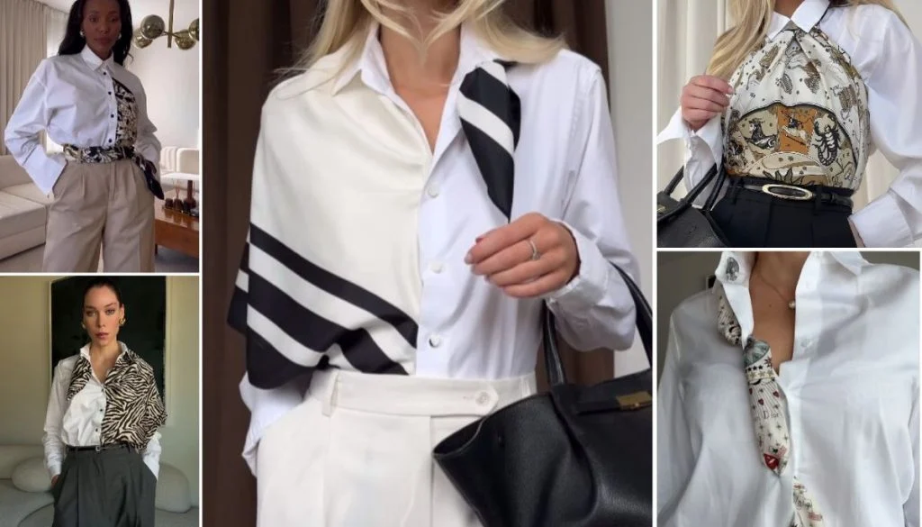 Kako marama može podignuti običnu bijelu košulju: 5 ideja za poslovni look